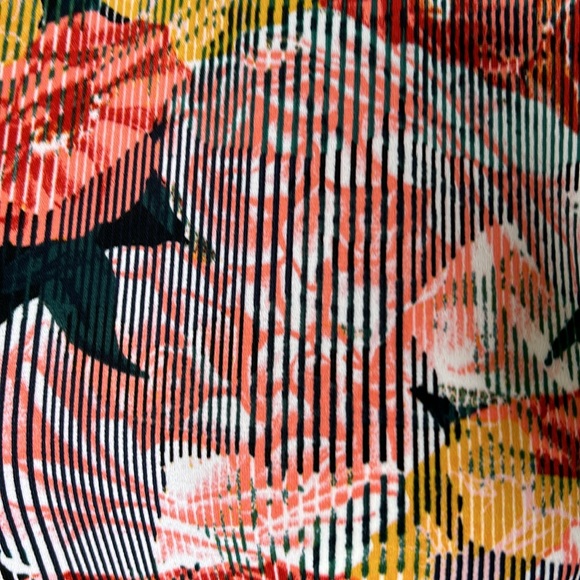 Halogen Striped Floral Abstract Shift Dress with ruched sleeves, size L - Picture 4 of 8